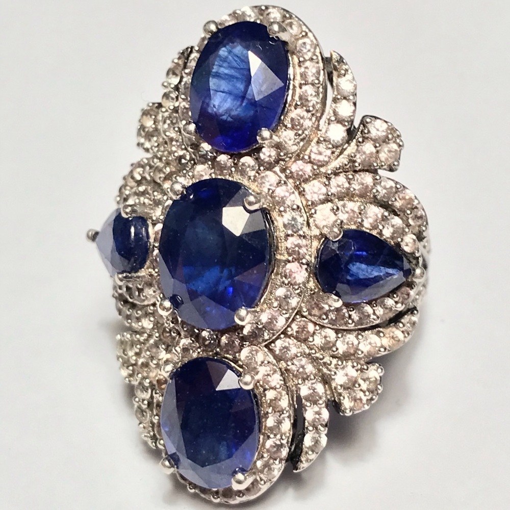 CAROL BRODIE SAPPHIRE & WHITE ZIRCON RING “LEGACY”